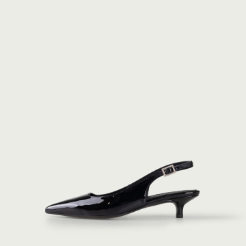 Pantofi damǎ eleganți cu toc mic negri Aria din piele naturalǎ lac