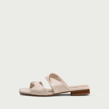 Papuci cu talpǎ joasǎ crem Amna din piele naturală