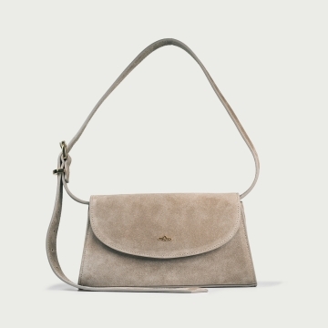 Geantă grej Siena petite din piele întoarsă naturală