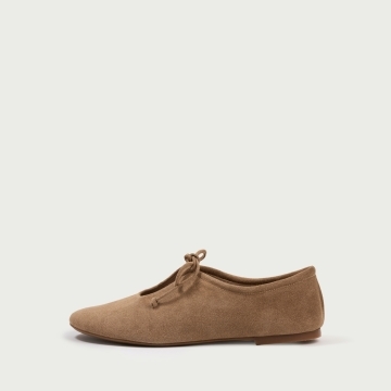 Pantofi casual damă nude Kenza din piele întoarsǎ naturală