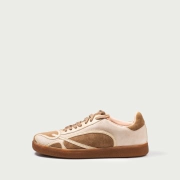 Pantofi sport nude Alma 002 din piele întoarsă naturală