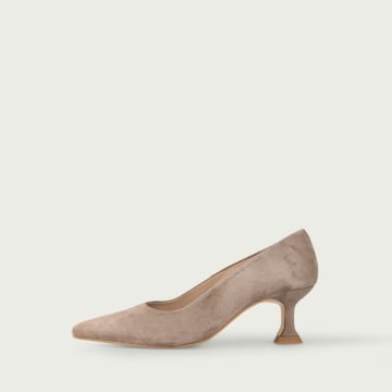 Pantofi stiletto cu toc evazat Antonia din piele naturală grej