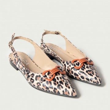 Pantofi Hannah din piele naturală cu model animal print