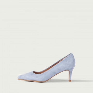 Pantofi stiletto baby blue cu toc subțire Julienne din piele întoarsă naturală