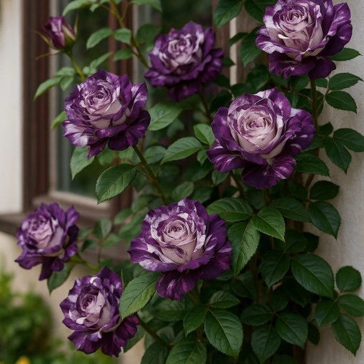 Trandafiri Cățărători White-Purple Parfumați - Rădăcină Ambalată