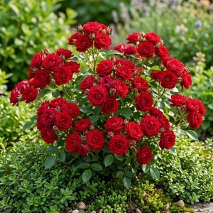 Trandafir Mini-Tufa Red Flame- Radacina ambalata- Anul 2