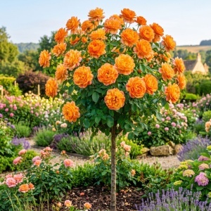 Trandafir Pomişor Citrus Flame – Rădăcină Ambalată – H 150-160 cm
