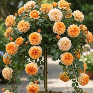 Trandafir Pomișor Plângător Amber Whisper – Rădăcină Ambalată (H 150-160 cm)