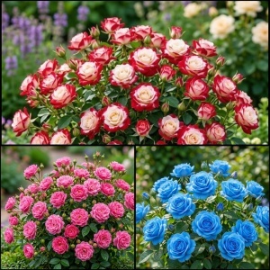 Pachet Promo 3 Trandafiri Mini-Tufă – Little Red, Blue Drop, Classic Pink – Rădăcină Ambalată, Anul 2
