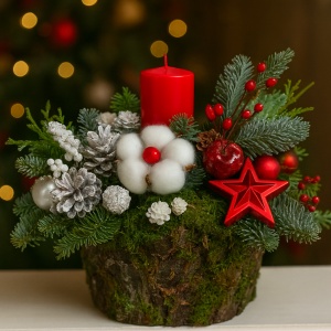 Aranjament de Crăciun - Rustic Simple Christmas - Brad Natural