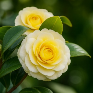 Camelia Japonica Alb cu Galben- Double White - Yellow - Ghiveci 2L H 50 - 60 cm
