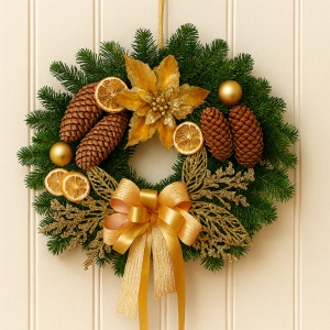 Coroniță Crăciun Aurie - Brad Natural – Dimensiune 40 - 50 cm