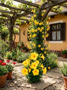 Dipladenia Galbena - 3 buc - ghiveci P12 - marime la livrare 25 - 35 cm