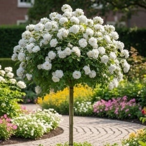 Trandafir Pomişor Ivory Grace – Rădăcină Ambalată – H 150-160 cm