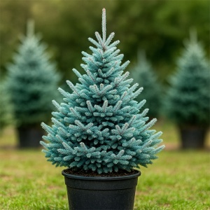 Brad Argintiu Albastru Super Blue - 110-130cm - Ghiveci - Brad de Crăciun