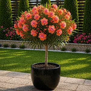 Leandru Pomisor - Flori Duble Portocalii - Rezisent La Ger -25°c - Ghiveci 5L H 80 - 90 cm