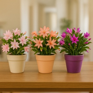 Mix 3 x Crăciunel - Roz Somon Fuchsia - Schlumbergera - Cactusul Crăciunului - Ghiveci