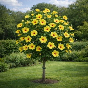 Hibiscus Pomisor galben tropical - Ghiveci 3L - H 90-110 CM