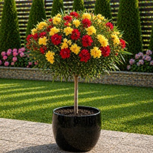 Leandru Pomisor Multicolor - Flori Duble Rosu Galben - Rezisent La Ger -25°c - Ghiveci 5L H 80 - 90 cm