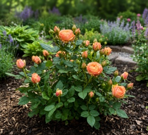 Trandafir Mini-Tufa Piersica Regala Parfumat - Anul 2 -Ghiveci P14