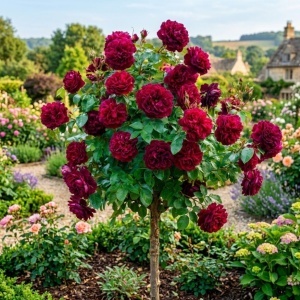 Trandafir Pomisor Barkarola Parfumat Bordo - Rădăcină Ambalată H 150-160 cm