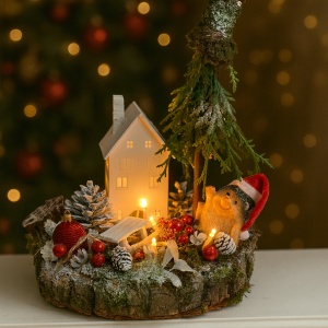 Aranjament de Crăciun - Rustic Red Christmas - Brad Natural