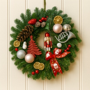 Coroniță Crăciun Roșie - Brad Natural – Dimensiune 40 - 50 cm