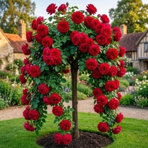 Trandafir Pomișor Plângător Red Love – Rădăcină Ambalată, H 150-160 cm