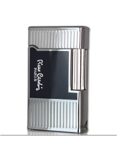 Brichetă metalică de lux Pierre Cardin MF 78-01, culoare argintiu lucios cu negru, inscriptionata cu logo pe culoarea neagra