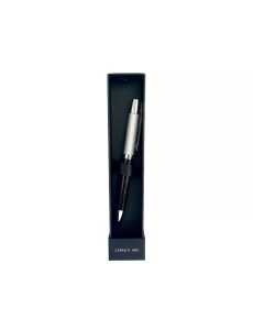 Pix Cerruti 1881 metalic negru-argintiu cu capac argintiu, prezentat in etui de culoare neagra pe fond alb
