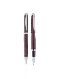 Set cadou Balmain Paris compus dintr-un pix si un roller, culoare maro cu parti nichelate
