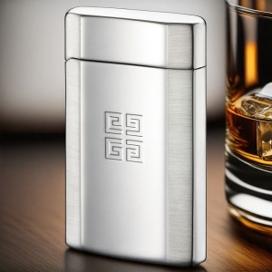 Brichetă de Lux Givenchy 4201 argintie satinată – metalică, reîncărcabilă, unisex