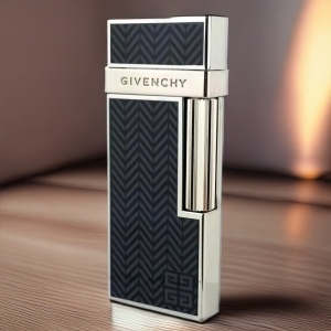 Brichetă de lux Givenchy 4404, design geometric negru-gri, aprindere clasică cu piatră