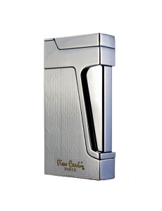 Brichetă metalică de lux Pierre Cardin 272-03, vedere semiprofil, culoare argintie, brand inscriptionat la vedere