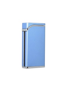 Brichetă Sarome SRM 105 A, vedere posterioara, culoare bleu satinat cu dunga de delimitare argintie, reincarcabila, sistem piezo
