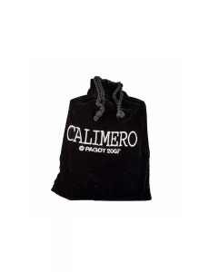 Saculet negru inscriptionat Calimero ambalajul de livrare al tabacherei