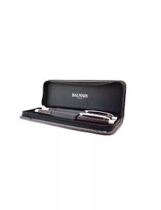 Etui cu 2 instrumente de scris pix + roller de culoare maro, marca Balmain Paris