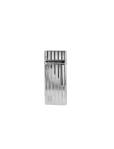 Brichetă metalică de lux Givenchy 2433 argintie, cu striatii, aprindere cu piatra, reincarcabila