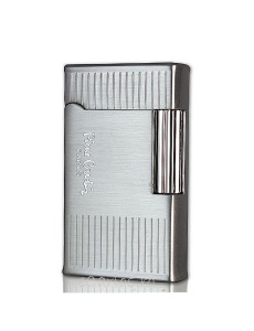 Bricheta Pierre Cardin, model 78-05, argintie, cu striuri verticale, aprindere cu piatra