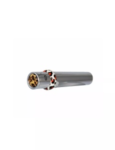 Brichetă metalică Gino Casti piezoelectrică argintie cu design tigrat, vedere culcata, reincarcabila