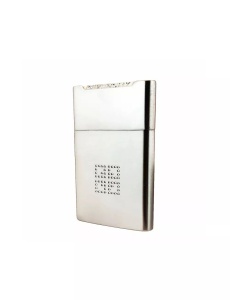 Brichetă de lux Givenchy 3307 argintie, vedere de profil, sistem aprindere cu piatra, metalica