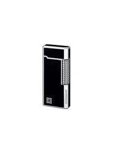 Brichetă metalică Givenchy 3013 de culoare neagră cu laterale argintii, corp negru, sistem aprindere cu piatra, reincarcabila