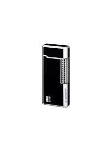 Brichetă metalică Givenchy 3013 de culoare neagră cu laterale argintii, corp negru, sistem aprindere cu piatra, reincarcabila