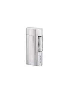 Brichetă metalică de lux Givenchy 3012 argintie cu striatii verticale, mecanoism cu piatra, reincarcabila