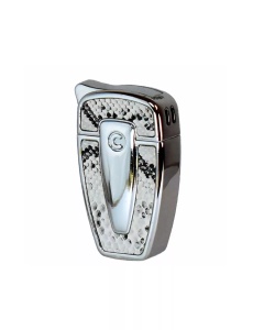 Brichetă Silver Match Caprice piezoelectrică cu design tip piele de crocodil, nuanta de gris, reincarcabila