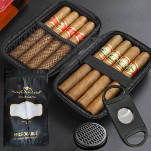 Humidor portabil pentru 8 trabucuri cu cutter și umidificator – rezistent la apă - Img 1