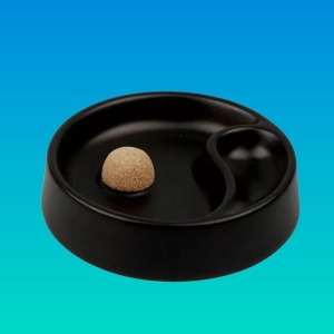 Scrumieră pentru pipă din ceramică neagră, diametru 16 cm, cu butuc din plută