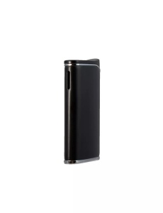 Brichetă Sarome SRM 119 B, vedere semi profil partea din spate, culoare negru lucios, unisex, reincarcabila cu gaz butan, metalica