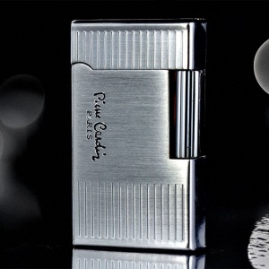 Brichetă de lux Pierre Cardin MF 78-05, argintiu mat satinat, aprindere cu piatră