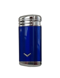 Brichetă metalică Ronson, piezoelectrica, culoare albastru metalizat cu argintiu